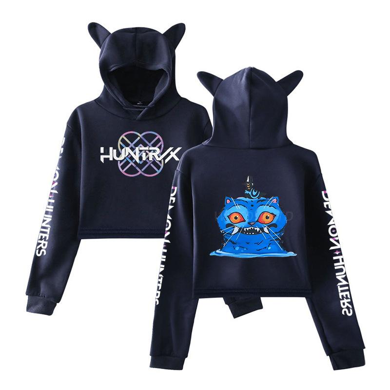 Autumn K - POP Demon Hunters Printed Cat Ear Hoodies Fashionable Casual Sports Long Sleeved Children's Boy and Girl Kids Unisex Hooded Sweatshirts
