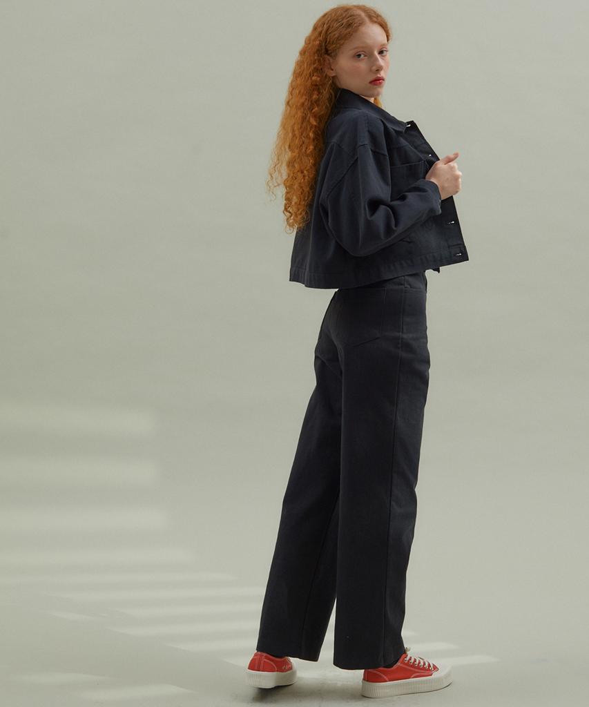 Manavis7 Washed Crop Jacket Black