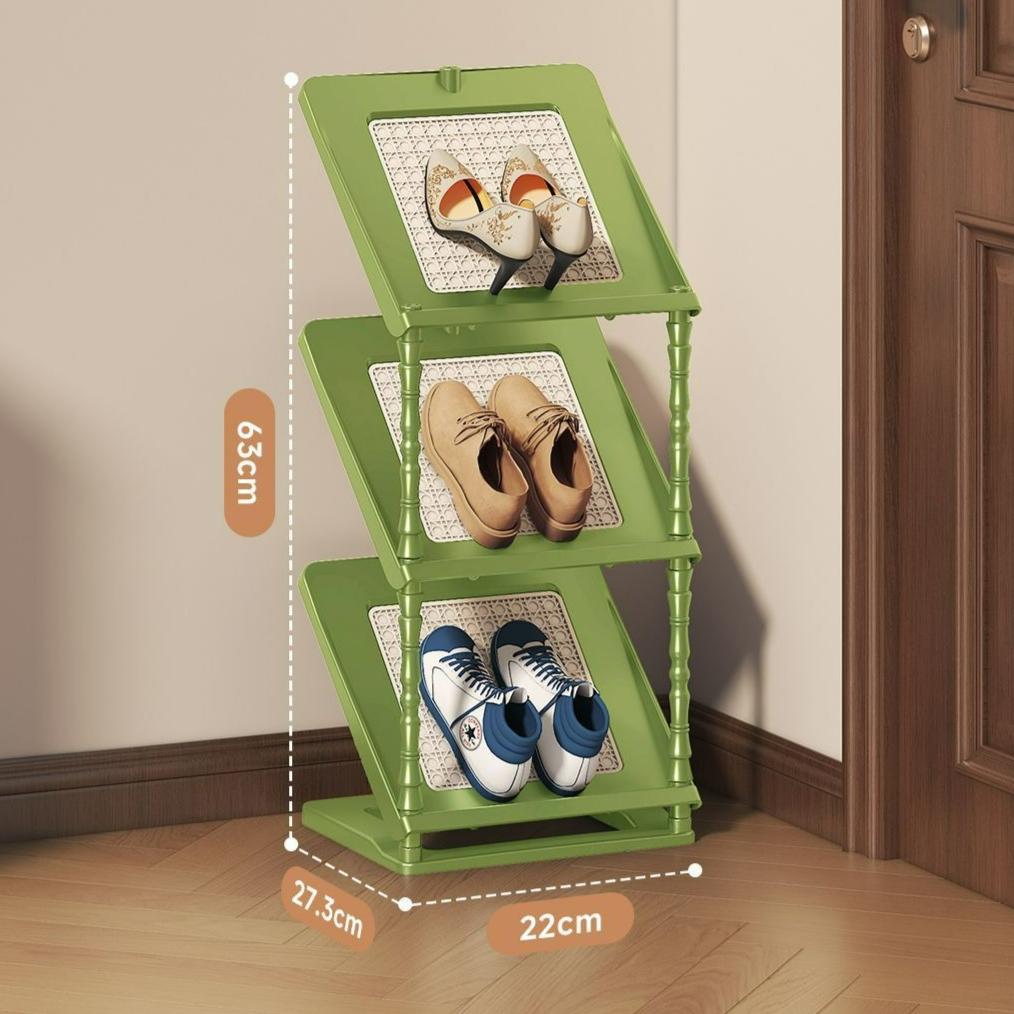 

3/4/5-Tier Detachable Shoe Rack, Slanted Space-Saving Storage Organizer for Entrance Door, Mid-Century Style Stable Durable Shoe светло-зеленый
