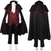 Halloween Royal Cloak With Shoulder Pads Medieval Vintage Beads Gear Chain Hooded Costume Stage Performance
