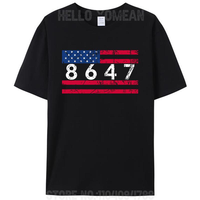 47 8647 86 Anti Prezident Impeach Klasické Vintage Meme s vlajkou USA Dámské Pánské Bavlněné Tričko Plus Size Topy