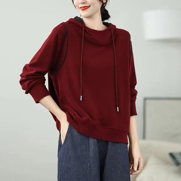 Korean Style Women's Versatile Winter Hoodie: Simple Solid Color Casual Pullover