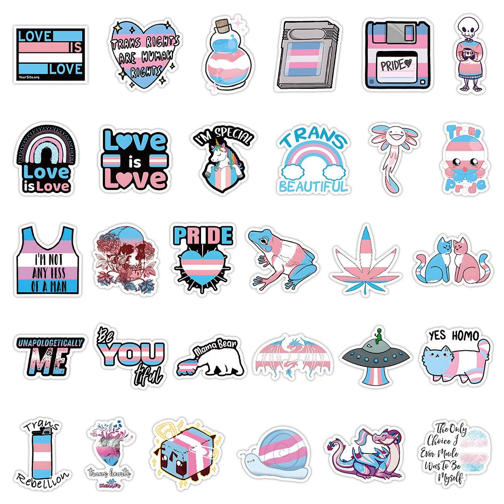 60pcs Cute LGBT Transgender Pride Stickers Car Notebook Laptop Skateboard Guitar Fridge Cartoon DIY Vinyl Decal Sticker
