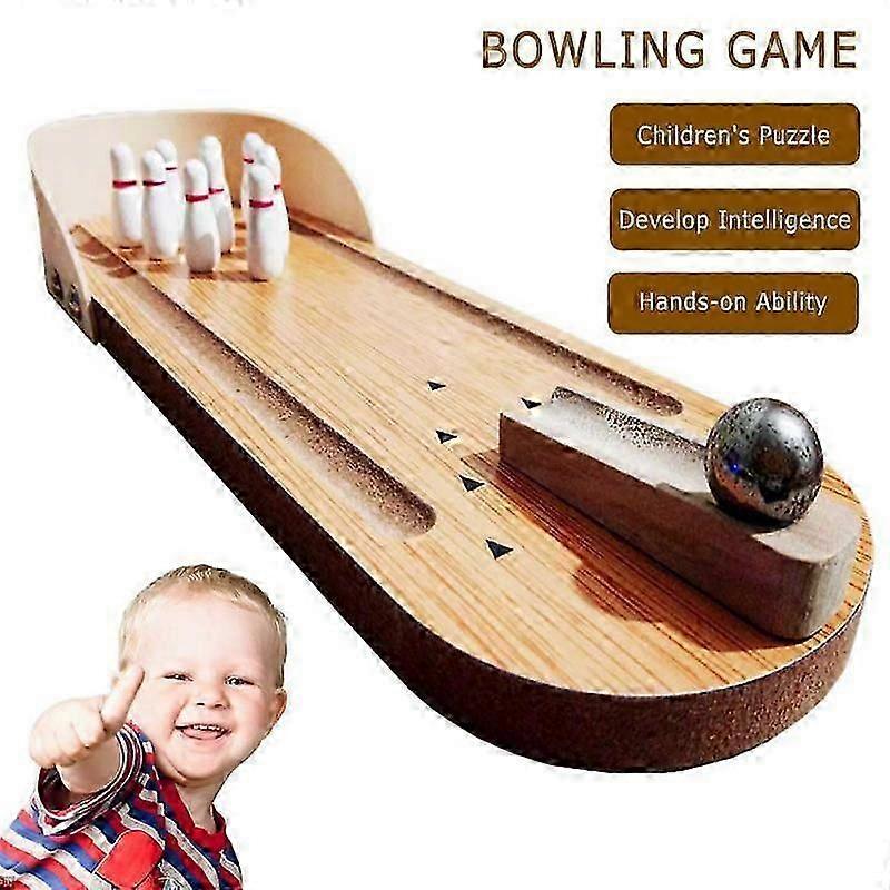 Wooden Mini Desktop Bowling Game Children's Toy Set Fun Indoor Parent-Child Interactive