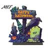 Decorative Pumpkin Skeleton Desktop Signs Halloween Wooden Table Centerpiece, Sign Ornaments, 3D Layered Gnome Spooky Home Decor for