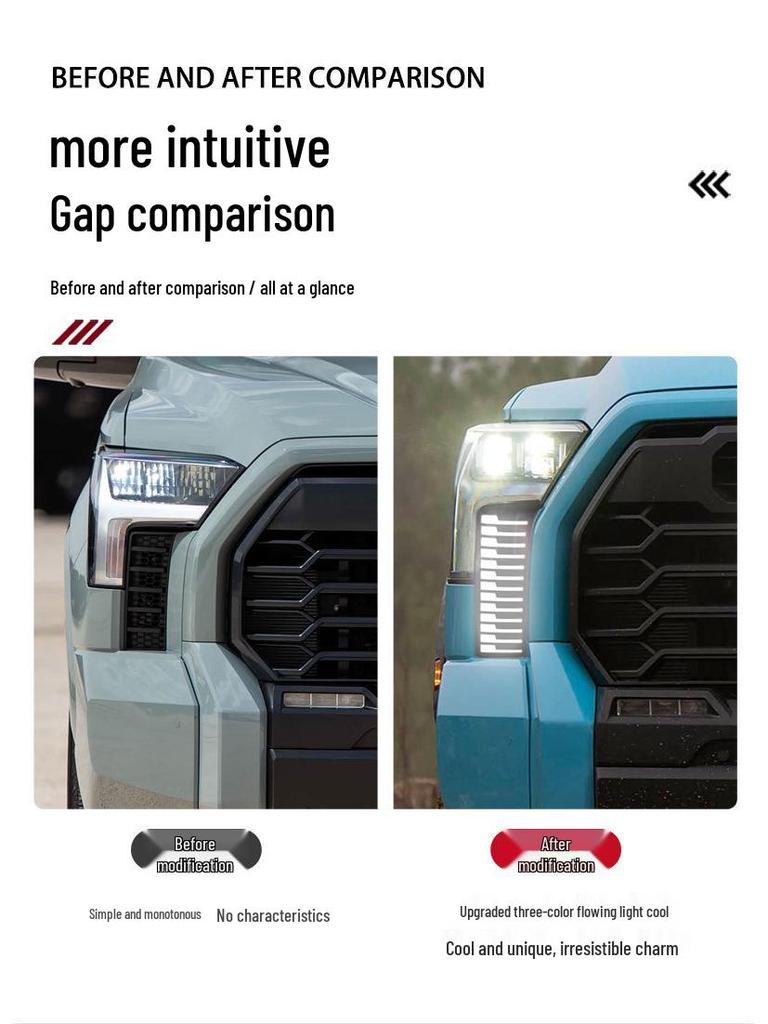 LED Daytime Running Turn Signal Fog Lights for 2022-2025 Toyota Tundra Front Bumper