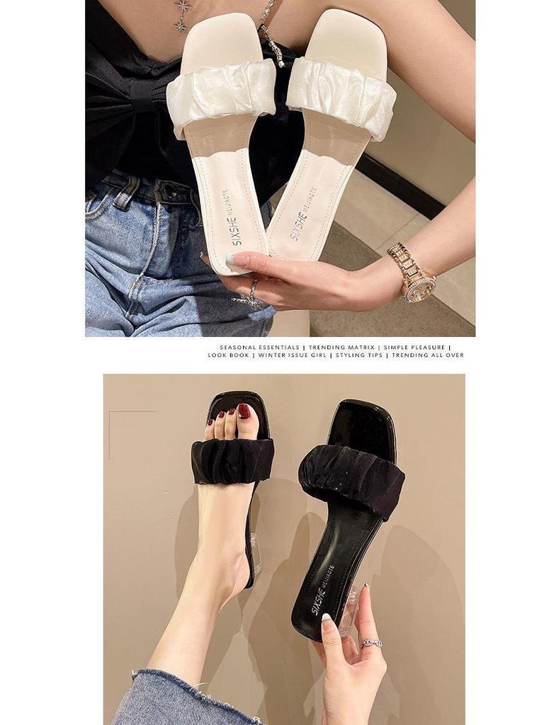 Women's Summer 2022 Crystal Chunky Heel Square Toe Sandals