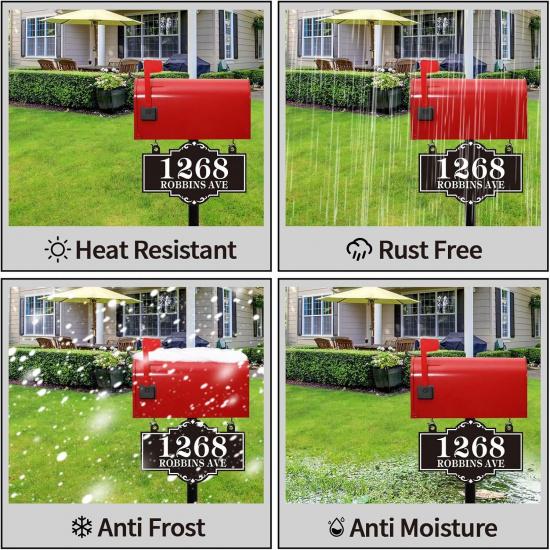 Hanging Address Sign Plaque - Personalized House Number Sign Plaque,House Address Numbers for Outside Mailbox,Lamp Post,Light Post,Metal Reflective