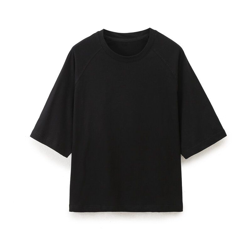 Fashion Style Spring Pure Color Minimalist Double-Sided Cloth Short Sleeve