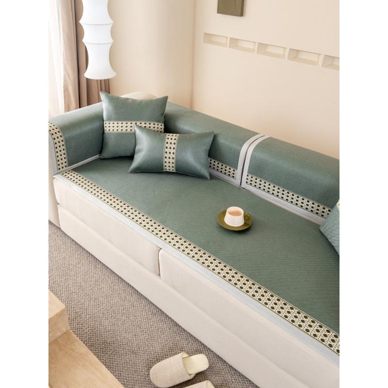 Poduszka na sofę Letnia Mata z Rattanu z Piołunu Argentyńskiego Chłodna Podkładka Cztery Pory Roku Uniwersalna Antypoślizgowa Lekki Luksus Chłodzący Rattan Letni Pokrowiec Ręcznik na Oparcie