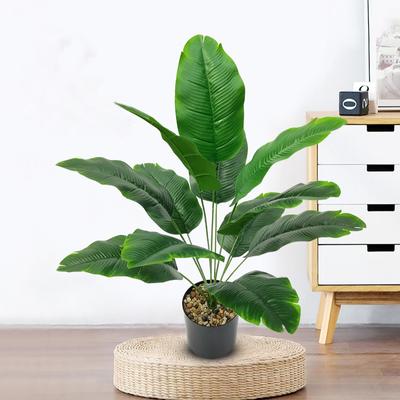 Large Tropical Palm Tree Plants Leaves Real Touch Fake Large Banana Plants Leaves Green Plant Branch Bouquet  Home Garden Decor