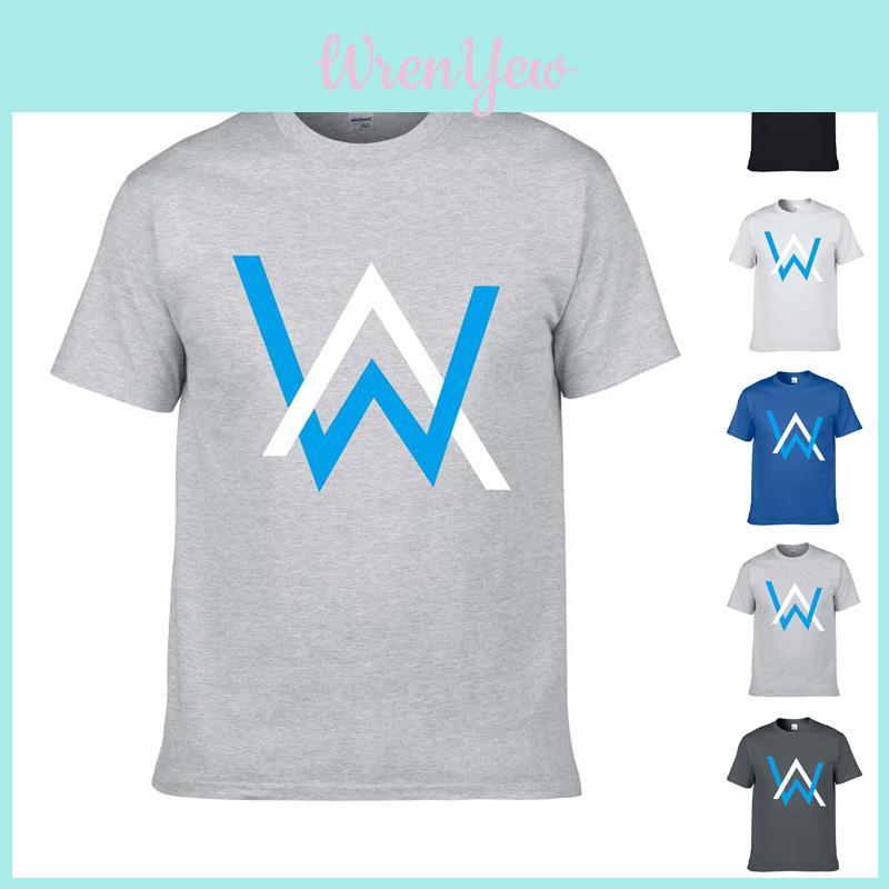 Luxuriöses Alan Walker T-Shirt aus verwaschener Baumwolle mit klassischem Rundhalsausschnitt für Herren in jeder Jahreszeit