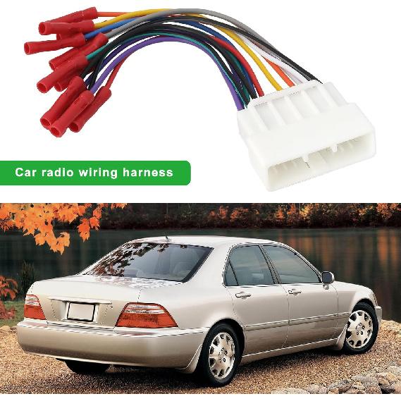 16 Pin Car Radio Wiring Harness Compatible with Honda Accord Civic CRV 1986-1998 Compatible with Acura Integra CL RL 1986-2001