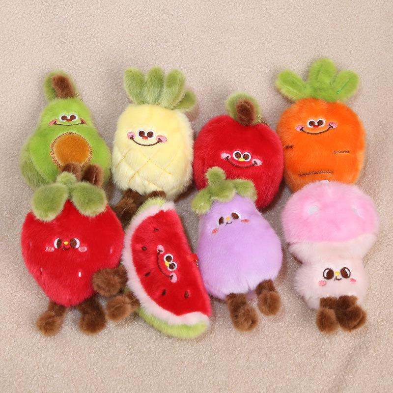 1Pcs Pineapple Strawberry Avocado Eggplant Soft Stuffed Pendant Doll Simulation Cartoon Fruits Vegetable Plush Toy Fun Gift