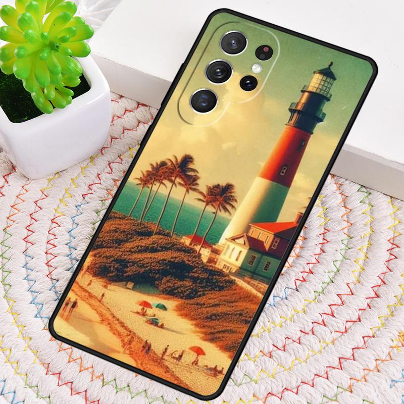 Lighthouse On An Island Palm Tree Silicone Phone Case For Samsung Galaxy note 10 pro S26 S25 S24 S23 S22 S21 Plus Ultra Cover