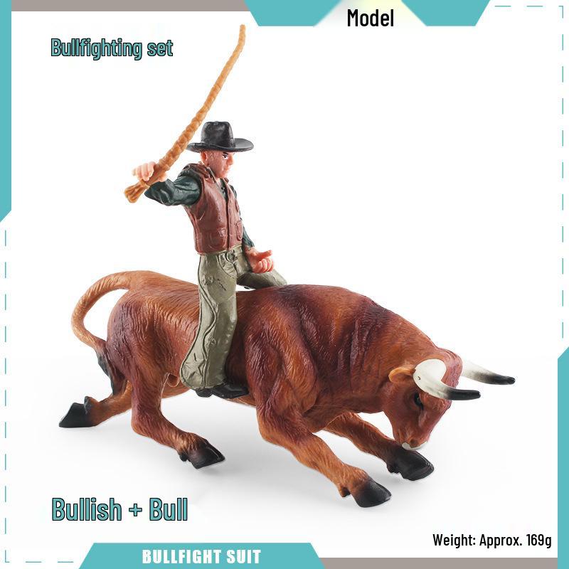 Spanish Bullfighting Set: North African Wild Bull & Tamed Bull Rider Figurine