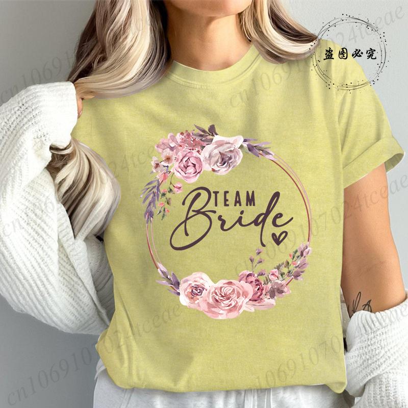 Bridal Graphic T Shirt for Women T Shirt Bride Team Tshirt Bride To Be Fashion T Shirt Women Bachelorette Party TShirt Tops T01