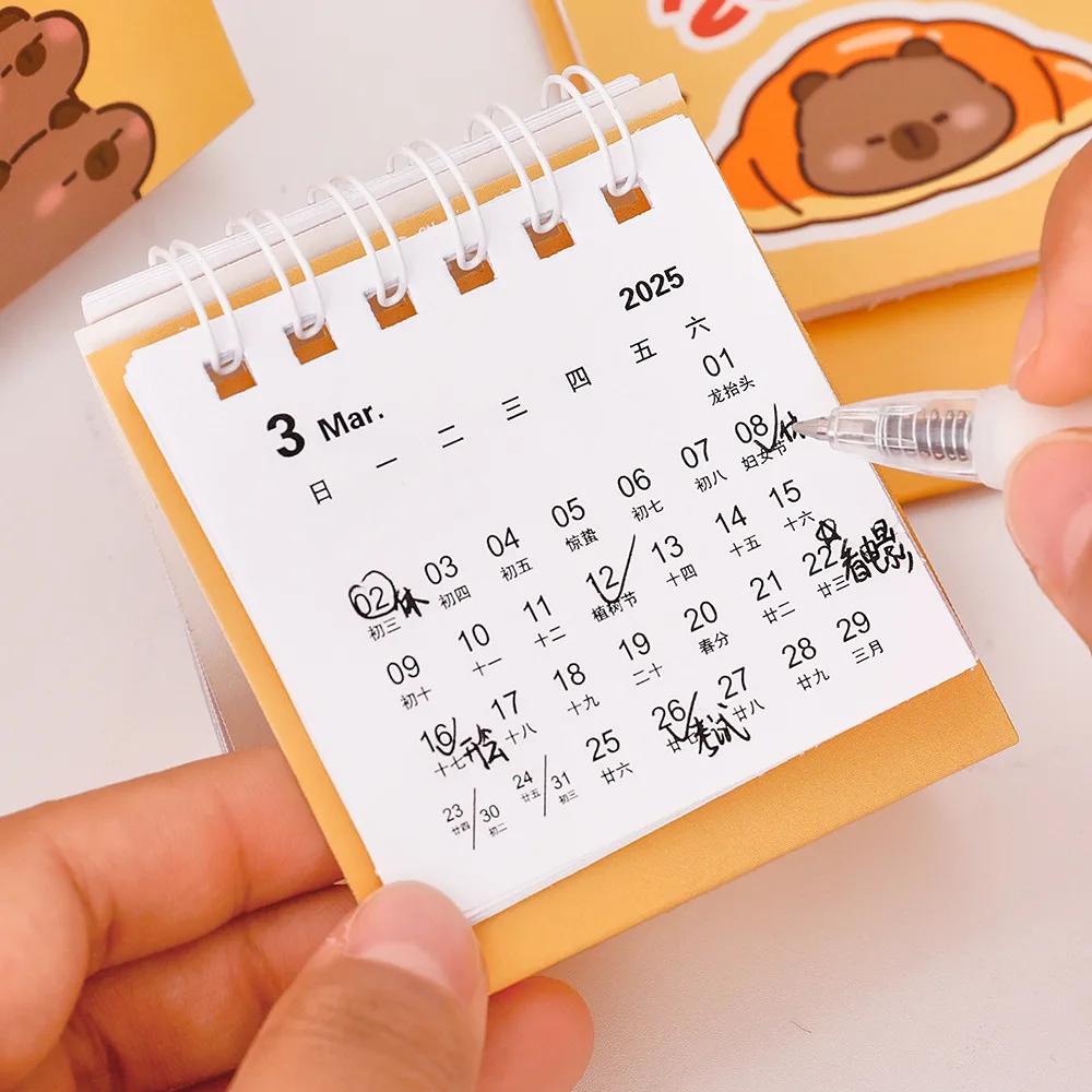 Kawaii Mini liten skrivebordskalender juli 2024 til desember 2025 Pocket Bærbar kartongkalender Punch Plan Kontor Skrivebordsdekorasjon