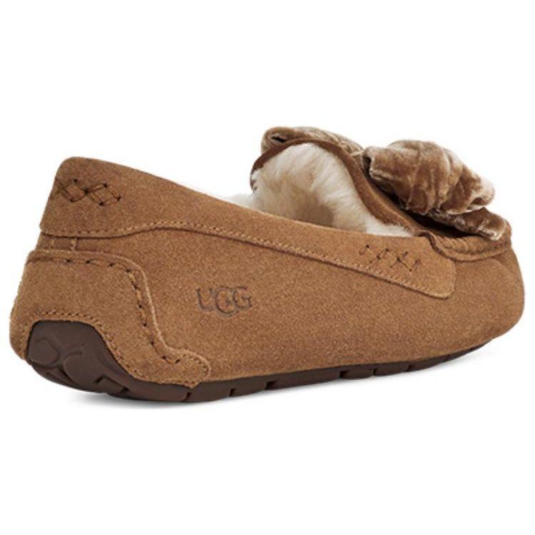 UGG Leisure Ruched Velvet Bow Flat Shoes Women Flats 1138650