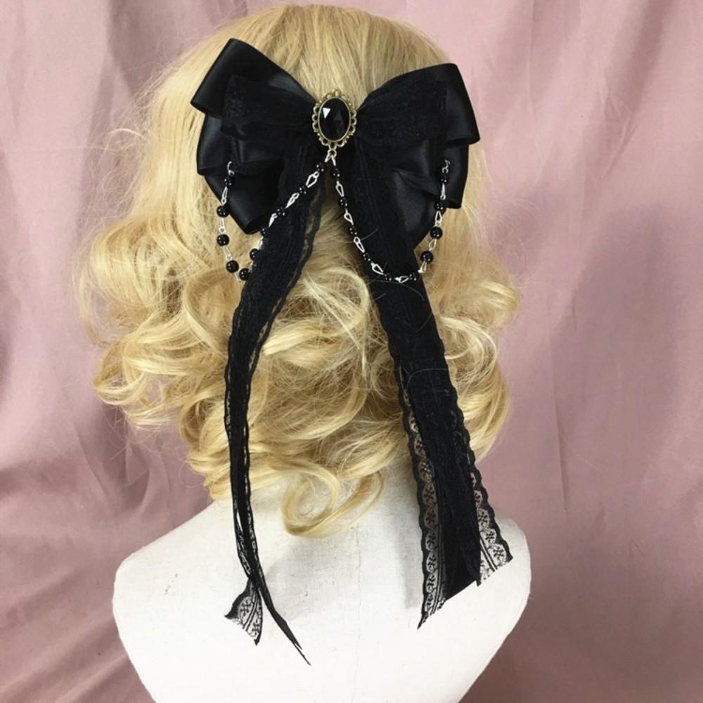 White Girls Hair Ornament Lace Bow Cosplay Headdress Cute Lolita Hair Clip  Hair Accessories