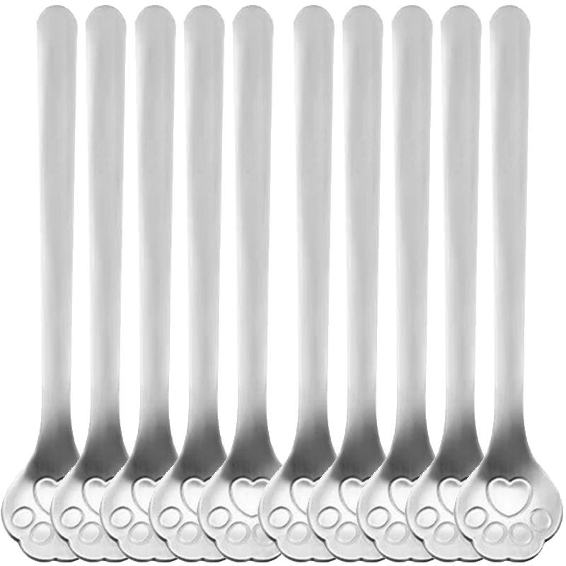 

Милая ложка в виде кошачьей лапки из нержавеющей стали, кофейные ложки с кошачьей лапкой, ложки для мороженого, торта, десерта, чайные ложки, совок, посуда, кухонные аксессуары 1PC серебряный