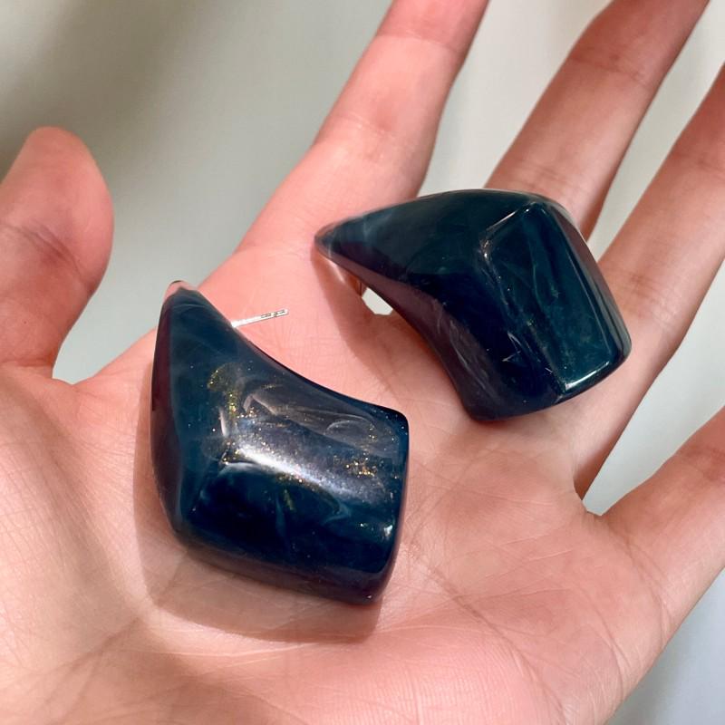 Vintage Blue Glass Bow Earrings - Retro Design Ornament