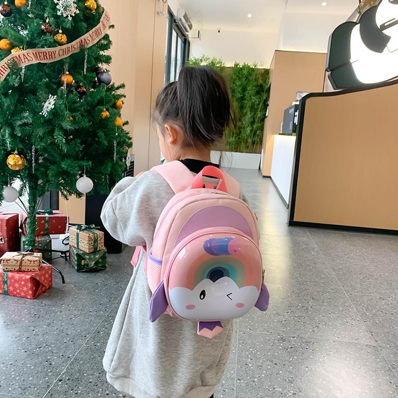 Print Rainbow Elephant Kids Animal Backpack Breathable Nylon Schoolbag Gift Cute