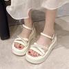 Platform Sandals Women's Summer New Soft-soled Versatile One-word Belt Comfortable Wear-resistant Casual Women's Beach Cool Slippers