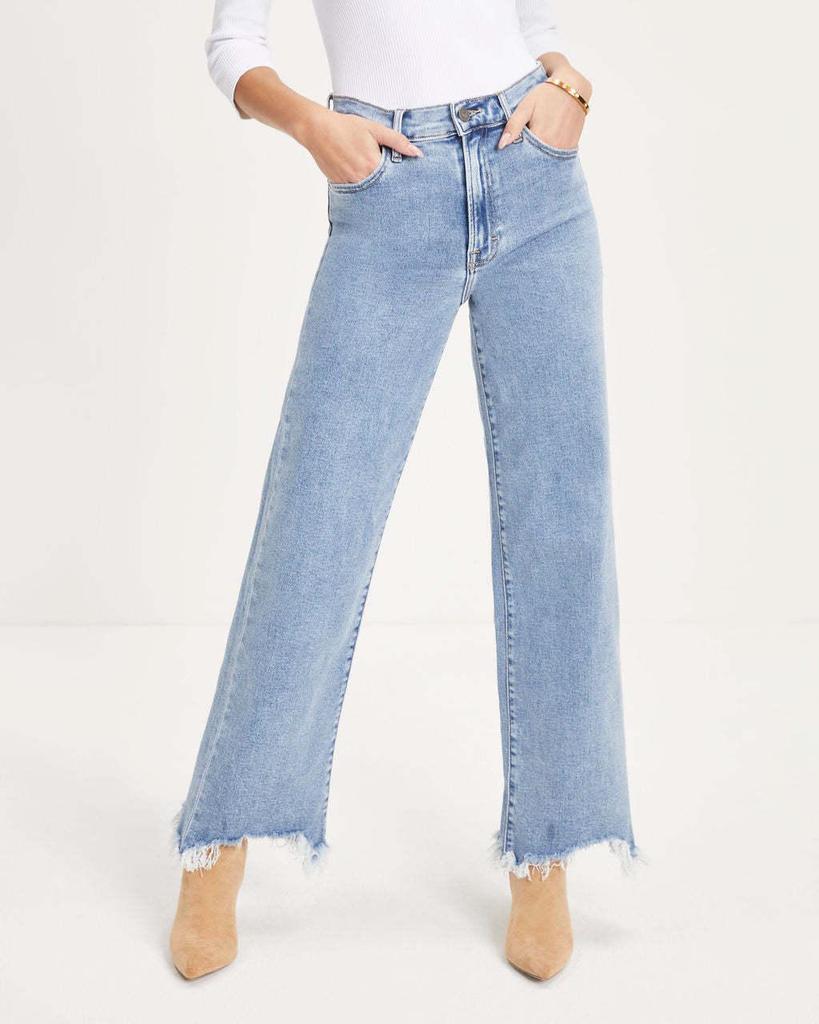 2023 Women's Casual Wide-Leg Denim Pants with Irregular Fringed Hem