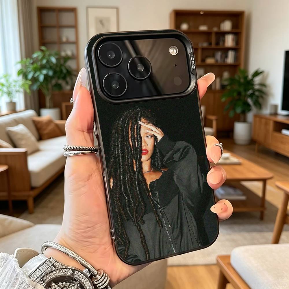 Popular Singer R-Rihanna Anti Phone Case For iPhone 17,16,15,14,13,12,11 Plus,Pro Max,XS,Colorful Silver Black Cover