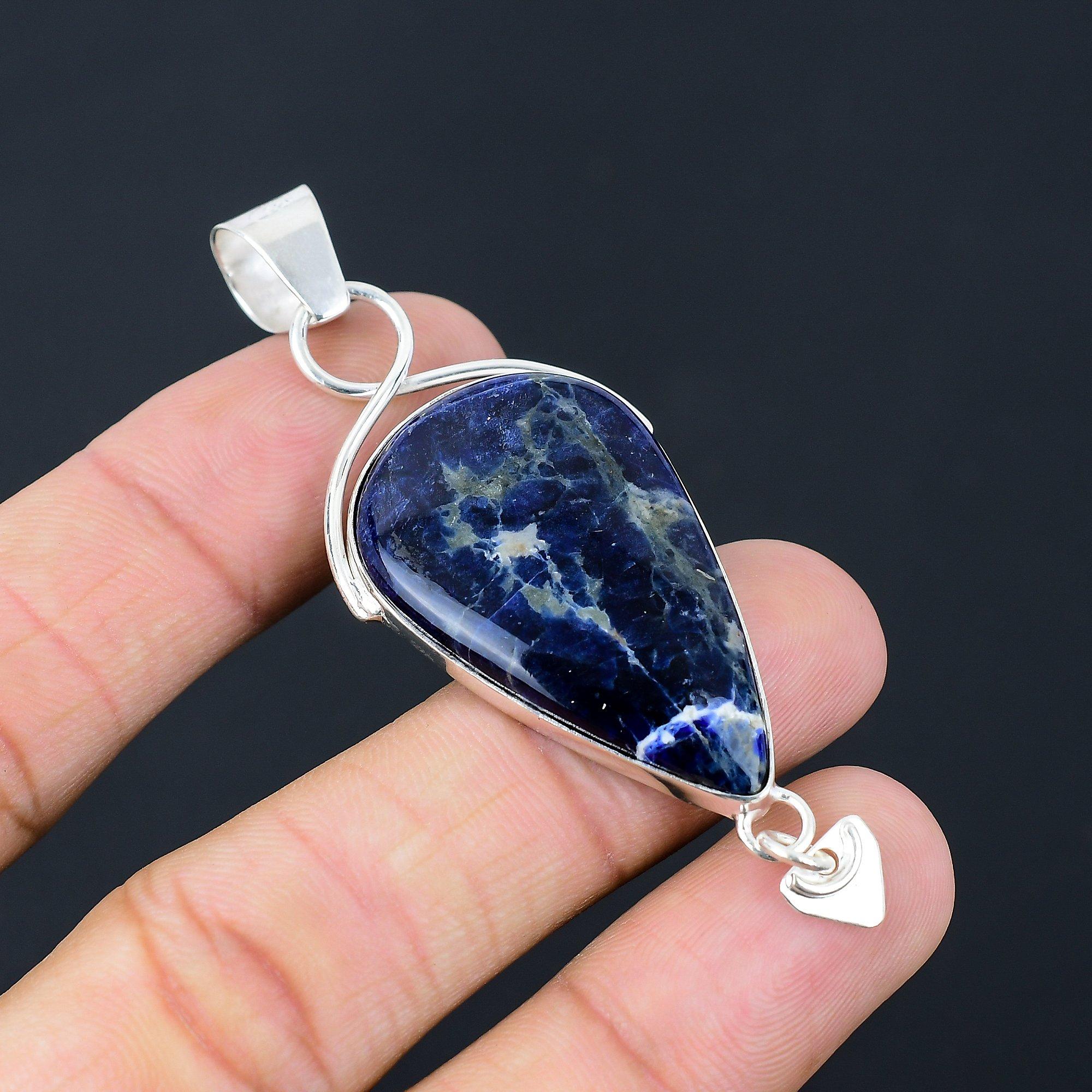 Friendship Day Deal Sterling Silver Sodalite Gemstone Daughter Birthday Pendant