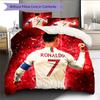 Football Ronaldo Pattern Bedding Home Decoration Birthday Gift (1 * duvet cover + 2 * pillowcase, without core)