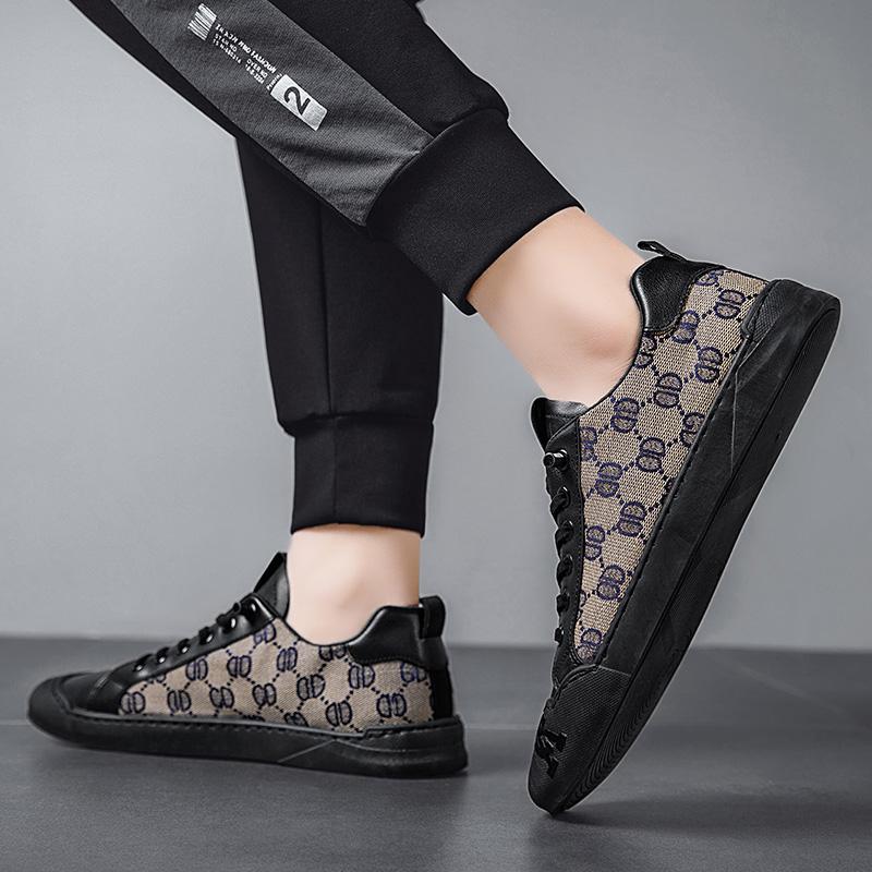 Lyxiga Svarta Herrars Vulkaniserade Skor Rea Stadssneakers Mode Platta Skateboard Sneakers Herr Komfort Designade Casual Skor För Herrar