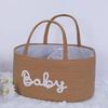 Durable Large Capacity Nappy Organiser Portable Woven Diaper Storage Bag Detachable Versatile Storage Basket for Newborn