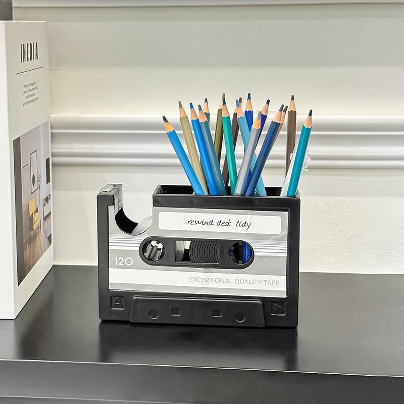Vintage Tape Pen Holder Dispenser Abs Resin Desktop Storage Box Office Stationery Storage Box Desktop Decoration
