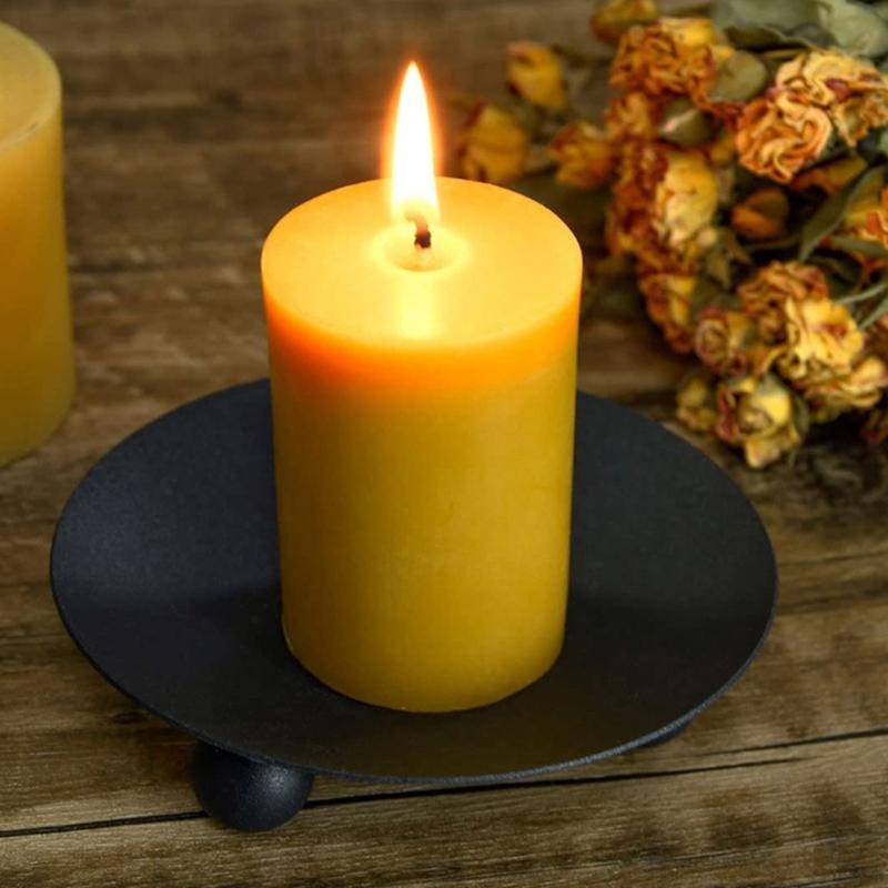 Black Golden Iron Candle Holders for Pillar Candle and Incenses Cones for Weddings and Home Decoration