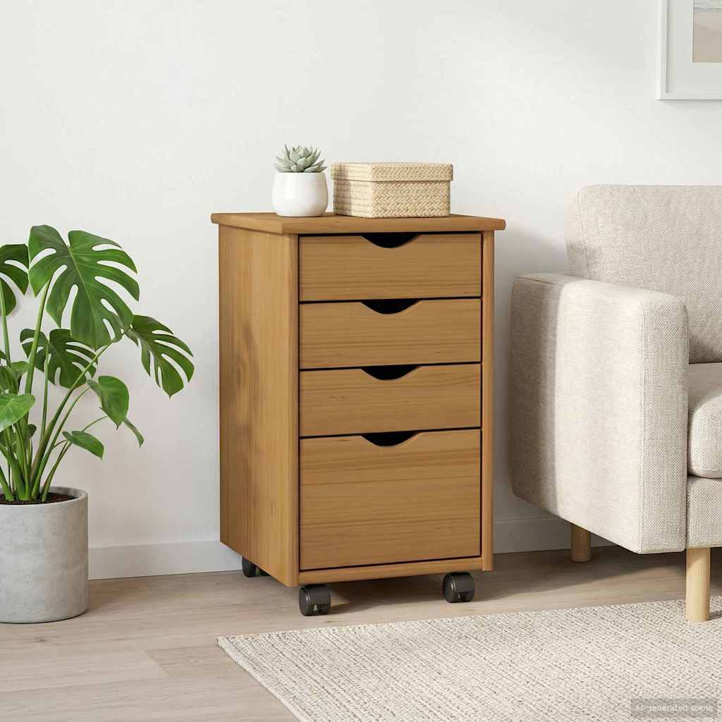 Mobile Storage Cabinet MOSS Honey Brown 34 x 39 x 56 cm