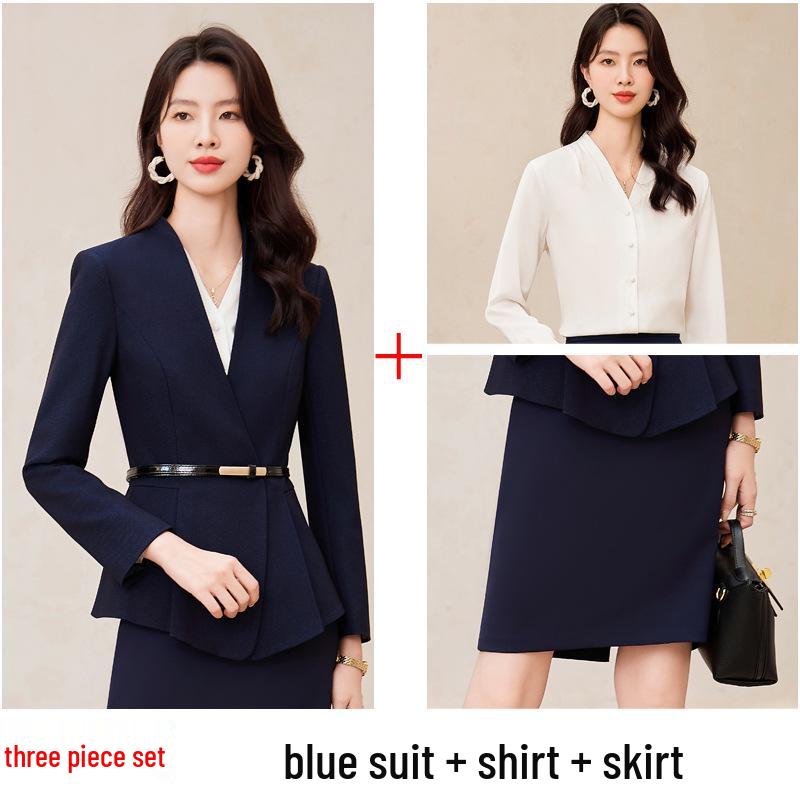 Professional Women's Suit Skirt Set 2024: Elegant Slimming Workwear for Beauty Salon and Property Consultants