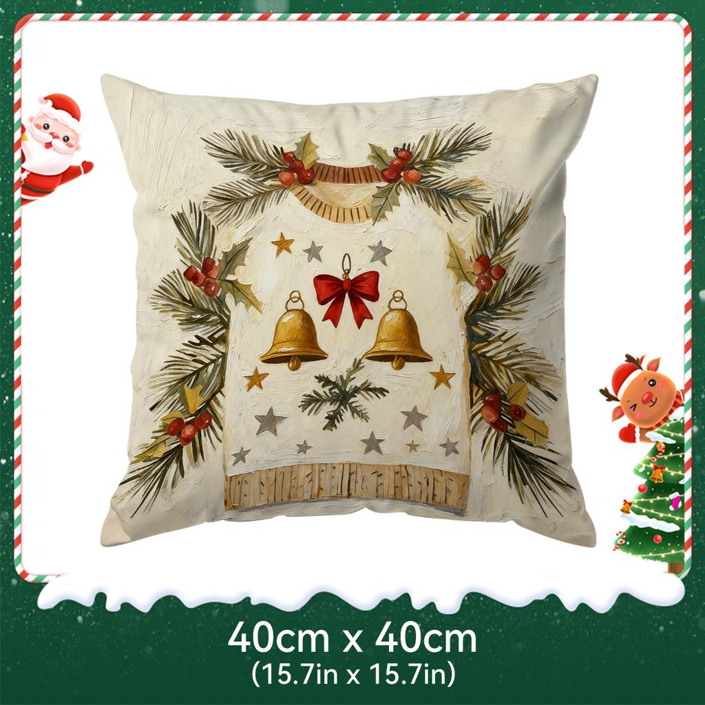 Oil Painting Style Christmas Pillowcase Bedroom Sofa Cushion Cover 100% Polyester Living Room Cushion Pillowcase Home Decor