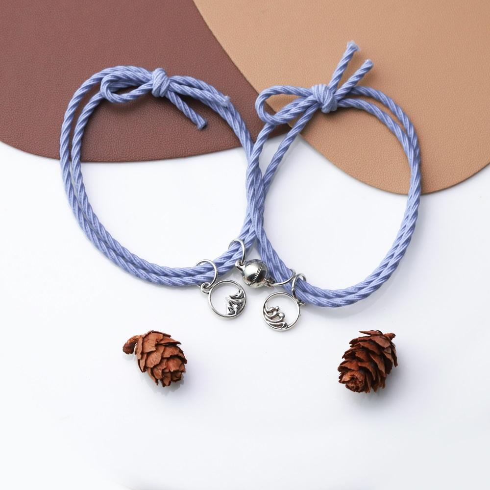 Band Couple Bracelet Magnet Paired Rubber for Lovers Distance Bracelet Women Men Braided String Bracelet Friendship Jewelry Gift