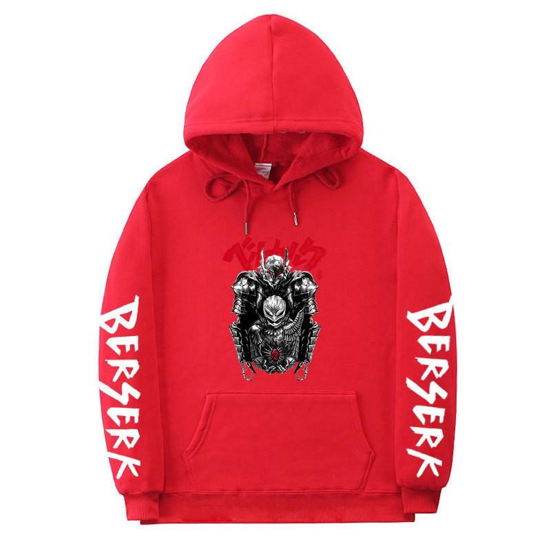 Berserk Anime Hooded Fleece Sweatshirt Men Unisex Streetwear Oversized Pullover Casual Sportswear