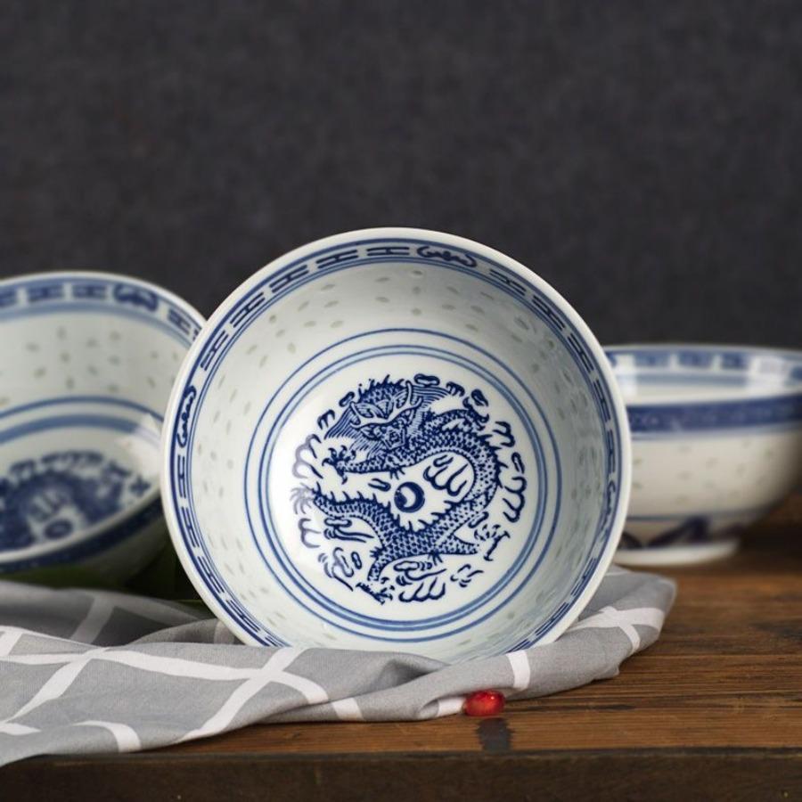 Jingdezhen Porcellana Blu e Bianca Stoviglie Ciotola Motivo Drago Cinese Ceramica Ciotola per Zuppa di Noodles Lamian Decorazione da Tavola