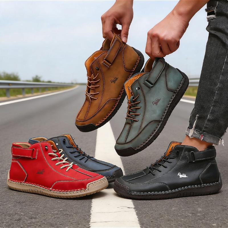 Men's Ankle Boots Casual Retro Leather Shoes Comfort Lace-up N-slip 2026 New Arrival Lightweight Soft Sole Breath Work Shoes
