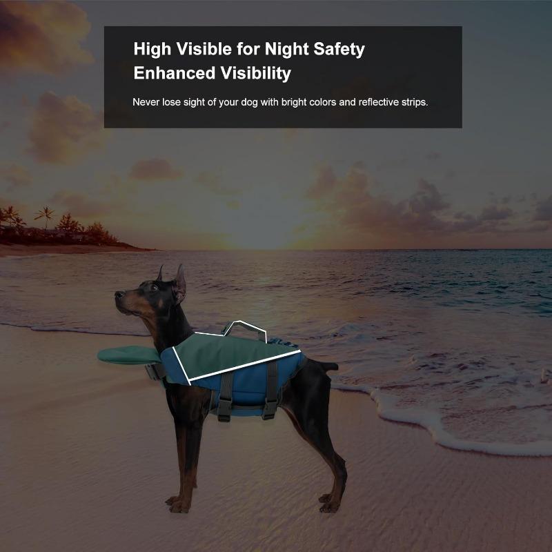 Chaleco Salvavidas para Perro, Chaleco de Seguridad Tiburón para Nadar con Asa de Rescate, Chaleco Flotante Ajustable para Cachorro, Salvavidas para Mascotas para Navegación