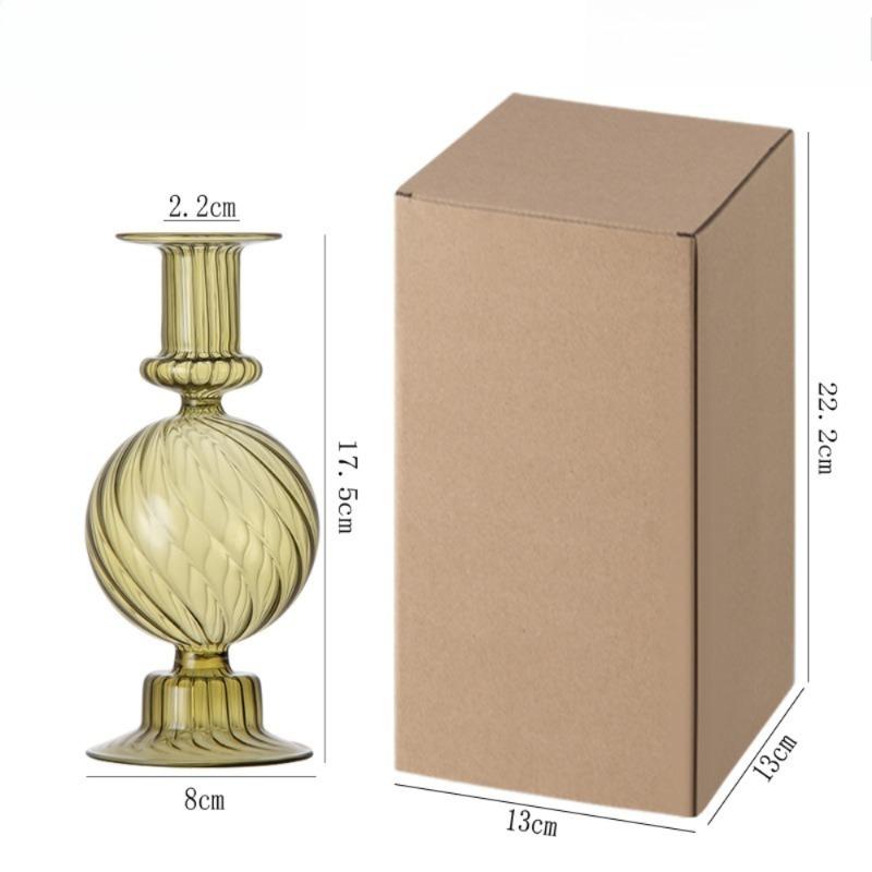 Nordic Glass Candle Holder Colorful Candy Color Translucent High Glass Candle Stand for Birthday Wedding Room Party Home Decor