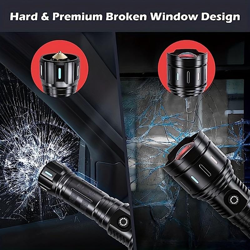 1pc High-power USB Rechargeable Strong Light Window Breaking Telescopic Zoom Multifunctional LED Flashlight