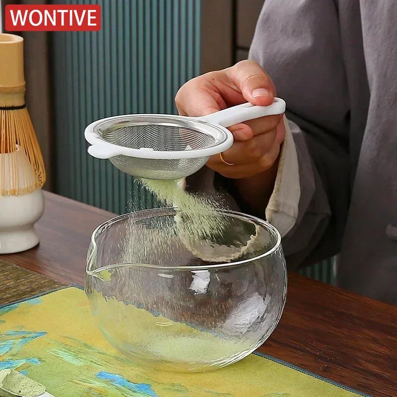 4pcs Matcha Tea Set Bamboo Whisk Scoop Glass Matcha Bowl Traditional Indoor Handmade Tea-making Tools