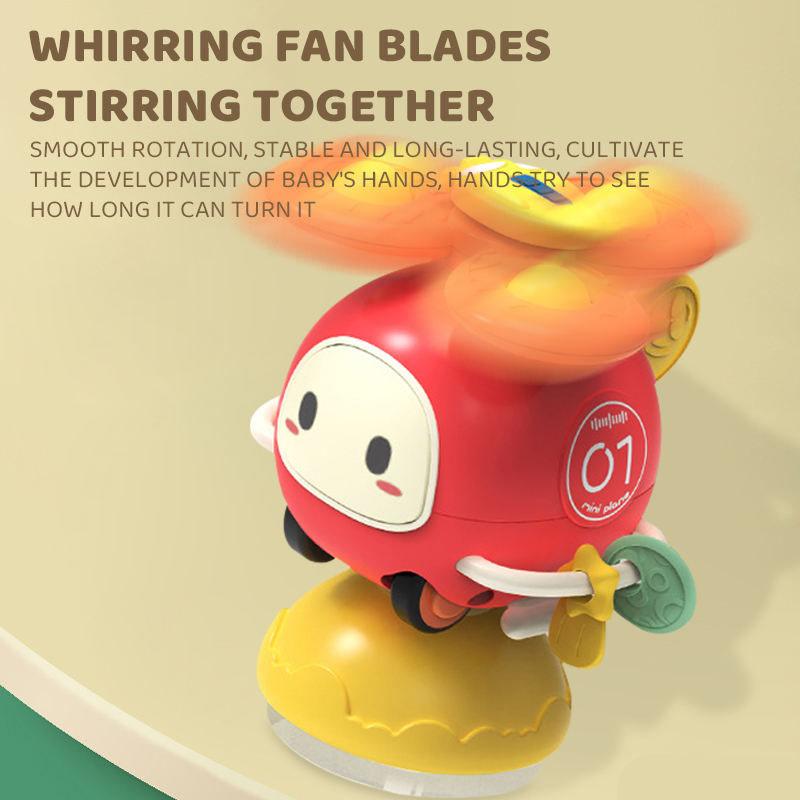 Children's cartoon fun early education puzzle suction cup inertia airplane shape rotation soothing gyro toy