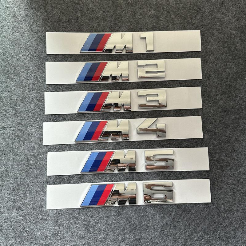 Suitable for BMW M Rear Tail Car Logo M1M2M3M4M5M6 Character Logo 3 Series 5 Series X6M Modified Fender Label