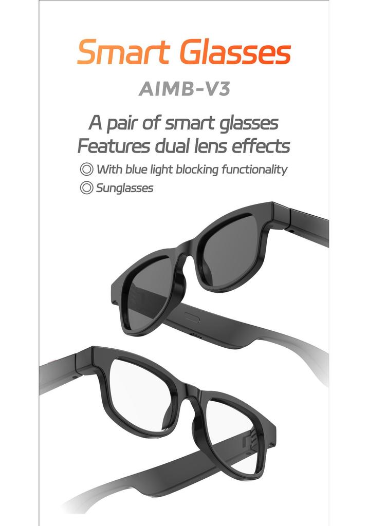 KI-Smartbrille V3: Bluetooth-Anrufe, Sprachassistent, Blaulichtfilter & Sonnenbrillen